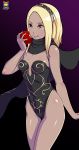 1girl apple big_breasts breasts cleavage female female_only fruit gravity_daze gravity_rush kat_(gravity_rush) kitten_(gravity_daze) kyoffie leotard solo_female