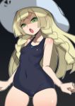  &gt;:o :o bangs black_background blue_swimsuit blunt_bangs hat lillie lillie_(pokemon) looking_at_viewer nada_haruka one-piece_swimsuit pokemon pokemon_(anime) pokemon_sm small_breasts sun_hat swimsuit 