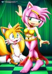  amy_rose bbmbbf belly_dancer belly_jewel dancer feet full_body miles_&quot;tails&quot;_prower mobius_unleashed palcomix pietro&#039;s_secret_club sega 