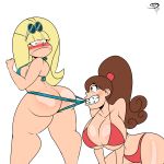 2_girls 2girls ass big_breasts big_hair bikini blonde_hair blush breasts brown_eyes brown_hair bubble_ass bubble_butt cleavage coppertone disney embarrassing fat_ass fat_booty fat_butt female_only frostbiteboi gravity_falls huge_breasts long_hair looking_back looking_down mabel_pines multiple_girls pacifica_northwest sexy sexy_ass sexy_body sexy_pose shiny shiny_skin smelly_ass smile sunglasses surprise tan tan_line thong white_background wide_hips
