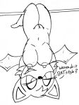 1girl bat breasts dialogue female_only furry mobian_(species) nude nude_female rdk rouge_the_bat upside-down