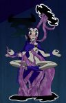  1_girl 1girl ankle_boots blush breasts cape david_sucre dc dc_comics dcau female forehead_jewel half_demon imminent_tentacle_rape mostly_nude no_bra no_panties raven_(dc) short_hair superheroine tagme teen_titans tentacle_around_neck tentacles 