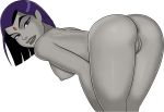 1girl anus ass bent_over dat_ass dc_comics female_only forehead_jewel grey_skin insanely_hot inviting looking_at_viewer looking_back nude pale_skin purple_hair pussy raven_(dc) sunsetriders7 teen_titans