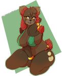  1girl 1girl 2017 anthro arnachy bear big_breasts black_nose breasts clothing dofus furry high_res kneel mammal navel nipple_bulge open_mouth panda pandawa simple_background slightly_chubby thick_thighs wakfu wide_hips yellow_eyes 