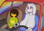 1_girl 1girl 2018 2d_animation 4_fingers anthro bangs big_breasts black_nails bodily_fluids boss_monster bouncing_breasts bovid breasts caprine car chelodoy clothing colored_nails deltarune digital_media_(artwork) driving driving_car duo female_anthro fingers frame_by_frame fur gif glistening glistening_body grass green_clothing green_topwear hair hair_over_eyes horn huge_breasts human humanoid_hands inside_car jiggle kris_(deltarune) kris_(light_world_form) mammal mature_female nails purple_clothing purple_topwear red_eyes road shirt short_playtime sidewalk signature sitting smile sweat sweatdrop topwear toriel undertale_(series) vehicle video_games white_body white_ears white_fur