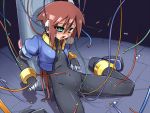 1girl ahegao aile bodysuit bondage breasts brown_hair cable cameltoe crotch_rub cum cyborg_(designation) fingerless_gloves fucked_silly gloves green_eyes latex long_hair machine megaman megaman_zx mind_break mind_control multiple_insertions pussy pussy_juice redrantem sex_machine short_hair small_breasts spandex tears tentacle through_clothes tongue trembling wire