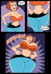  big_breasts bodysuit bra breasts cleavage comic danny_phantom female madeline_fenton milf solo speech_bubble text the_containment_unit_(comic) tubbytoons tubbytoons_(artist) undressing 