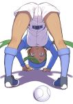 :o baseball baseball_cap baseball_glove baseball_uniform bent_over blush bouzu_(bonze) creatures_(company) dark-skinned_female facing_viewer game_freak glove green_eyes green_hair head_down_ass_up humans_of_pokemon looking_at_viewer looking_back mallow_(pokemon) mao_(pokemon) nintendo pokemon pokemon_(anime) pokemon_(game) pokemon_sm pokemon_sun_&amp;_moon ponytail presenting sportswear trial_captain