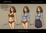  big_breasts bra breasts cleavage female harry_potter hermione_granger panties school_girl school_uniform smile solo wand weapon whitegold 