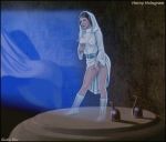  a_new_hope boots breasts clothed dress dress_lift fingering hologram princess_leia_organa shabby_blue star_wars 