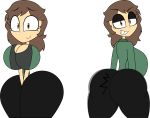  1girl ass_focus big_ass big_breasts big_hips brown_eyes brown_hair charlie_emily_(fnaf) charlotte_emily five_nights_at_freddy&#039;s huge_ass huge_breasts looking_at_viewer smile teasing the_silver_eyes thick_thighs wide_hips 