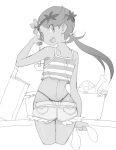  :d ass butcher_knife cute denim_shorts greyscale highleg highleg_panties knife ladle looking_at_viewer looking_back mallow mallow_(pokemon) mao_(pokemon) monochrome nape non-nude ookamiuo panties pokemon pokemon_(game) pokemon_sm short_shorts shorts sketch smile spoon thong 