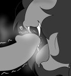 1girl 2d 2d_(artwork) anonymous anonymous_male anthro black_hair digital_media_(artwork) fangs female_focus furry greyscale haaru hair monochrome monster monster_girl muffet oral penis short_twintails solo_focus spider tongue twintails undertale undertale_(series) unseen_male_face video_game_character video_games
