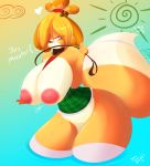  &lt;3 1girl 1girl 2015 animal_crossing anthro anthrofied areola big_breasts bouncing_breasts breasts canine collar digital_media_(artwork) dog english_text erect_nipples furry huge_breasts isabelle_(animal_crossing) jiggle leash mammal nintendo nipples shih_tzu text tiger1001 video_games water 