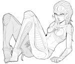  1girl alien breasts female glasses monochrome pussy pussy_juice sil species 