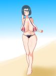  bikini blush embarrassed female_pubic_hair freckles huge_breasts lana&#039;s_mother large_breasts looking_away looking_to_the_side milf nipples pokemon pokemon_(anime) pokemon_sm porkyman pubic_hair solo standing suiren&#039;s_mother wide_hips 
