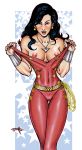  1girl 2006 areola areolae blue_eyes blue_hair breasts color colored dark_hair dc dc_comics donna_troy earrings female female_only long_hair necklace nipples nude solo standing tcatt teen_titans uncensored wonder_girl wonder_woman_(series) 