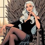  ai_generated blue_eyes crossed_legs game_of_thrones long_dress long_hair sitting_on_chair throne white_hair 