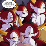 big_breasts breasts cleavage clone clones dankodeadzone disney double_fellatio fellatio female hekapoo large_penis licking licking_penis male male/female nipples nude oral orgy penis speech_bubble star_vs_the_forces_of_evil text topless