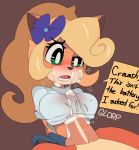  1girl 2017 anthro bandicoot blonde_hair blush breasts brother brother_and_sister captaineaglesmut clothed clothed_sex clothing coco_bandicoot crash_bandicoot crash_bandicoot_(series) cum cum_on_clothing cum_on_face digital_media_(artwork) duo english_text eyebrows eyelashes female flower flower_in_hair furry green_eyes hair high_res incest long_hair male male/female mammal marsupial nipples open_mouth paizuri paizuri_under_clothes penis plant ponytail sex sibling simple_background sister solo_focus teeth testicles text tongue vein video_games white_shirt 