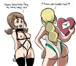 arms_behind_back ass beauty beauty_(pokemon) blush cfnf clothed_female_nude_female hands_behind_back heart lass lass_(pokemon) npc_trainer pokemon pokemon_(game) pokemon_sm porkyman smile sourcandy swimsuit valentine&#039;s_day