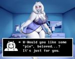  1girl 2017 anthro bed blush boss_monster caprine clothed clothing cyrus_physhor english_text female furry goat horn inside long_ears mammal navel nightgown photo_(object) red_eyes text toriel undertale underwear video_games 