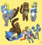  1girl anthro anus areola ass avian barbera_(regular_show) bird blonde_hair blue_jay breast_grab breasts brown_hair cartoon_network claws closed_eyes corvid d-rock female/female furry hair half-closed_eyes hand_on_breast high_res looking_back male male/female mammal margaret margaret_smith_(regular_show) mature_female mordecai&#039;s_mom mordecai_(regular_show) multiple_positions navel nipples non-mammal_breasts nude open_mouth presenting presenting_breasts presenting_hindquarters pussy raccoon raised_tail rear_view regular_show rigby_(regular_show) robin_(bird) seductive simple_background smile smirk teeth thick_thighs toe_claws tongue 
