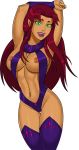 1girl big_breasts breasts dc_comics female_only green_eyes insanely_hot long_hair looking_at_viewer nipples orange_skin red_hair starfire sunsetriders7 teen_titans