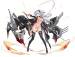 1girl 4:3_aspect_ratio areola artist_request asymmetrical_hair azur_lane bare_shoulders big_breasts black_cape black_footwear black_gloves breasts cape cleavage drake_(azur_lane) elbow_gloves elpx_(gu_jian_shaonu) gloves gun hair_ornament handgun high_resolution long_hair looking_at_viewer nipples nude nude_filter orange_eyes pistol ponytail rigging side_ponytail silver_hair stockings strapless sword third-party_edit tied_hair transparent_background turret weapon world_of_warships