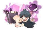  all_fours anal anal_object_insertion ass blush gastly hallowinkie heart heart-shaped_pupils heart_eyes hentai-foundry looking_back natsume_(pokemon) object_insertion pokemon pokemon_(anime) sabrina symbol-shaped_pupils tongue tongue_out topless vaginal 