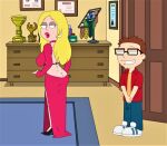  american_dad ass breasts erect_nipples erect_penis francine_smith frost969 glasses grin red_dress steve_smith thighs 