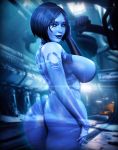  3d ass big_ass big_breasts breasts cortana dat_ass female halo_(series) looking_at_viewer looking_back nude rasmus-the-owl solo 