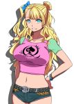  big_breasts clothed clothed_female galko gyaru hand_on_hip interracial looking_at_viewer oshiete!_galko-chan queen_of_spades smile solo 