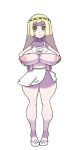  big_breasts edit frown hand_on_hip hands_on_hips lillie lillie_(pokemon) looking_at_viewer mad nipples png pokemon pokemon_sm porkyman swimsuit transparent_background 