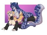  2girls all_fours anthro big_breasts blush breasts canine doggy_position duo feline female female_only from_behind furry futa_on_female futanari hanging_breasts interspecies large_breasts lavenderpandy mammal nipples sex sketch smile stomach_bulge tongue tongue_out 