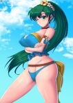  1girl big_breasts bikini breasts female_solo fire_emblem fire_emblem:_rekka_no_ken fire_emblem_heroes green_eyes green_hair long_hair looking_at_viewer lyn lyndis lyndis_(fire_emblem) nintendo ponytail smile standing swimsuit zelc-face 