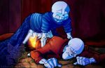 animated_skeleton bottom_papyrus brother_and_brother brothers closed_eyes incest lizherubones male/male male_only on_bed orange_penis papyrus_(undertale) sans_(undertale) sanspapy sansyrus seme_sans skeleton top_sans tumblr uke_papyrus undertale yaoi