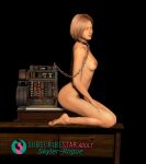 1girl 3d 3d_(artwork) babe bdsm blonde blonde_hair bondage breasts cash_register chained collar collared damsel_in_distress embarrassed embarrassed_nude_female exposed helpless nude on_counter on_knees original public public_humiliation public_nudity punished restrained skyler-rogue unhappy young 