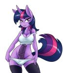  1girl 2016 ambris animal_genitalia animal_penis anthro anthrofied breasts cleavage clothed clothing equine equine_penis erection eyelashes friendship_is_magic furry futanari hair half-closed_eyes high_res horn legwear long_hair looking_at_viewer mammal multicolored_hair multicolored_tail my_little_pony off_shoulder panties penis purple_eyes simple_background smile tail testicles twilight_sparkle underwear unicorn unicorn_horn white_background 