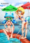  ass barefoot bbmbbf big_ass big_breasts bikini breasts clitoris erect_nipples female looking_at_viewer looking_back nipples palcomix pietro&#039;s_secret_club pool poolside pussy see-through shantae smile soles swimsuit tease toes twitch_(shantae) vinegar_(shantae) 