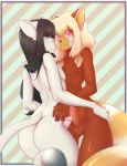  2017 anthro ass cat cute duo feline furry girly hugging looking_at_viewer looking_back male mammal nude penis red_panda smile suelix testicles 