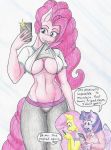  1girl 2017 absurd_res anthro anthrofied breasts cellphone cleavage clothed clothing dialogue english_text equine flicker-show fluttershy fluttershy_(mlp) friendship_is_magic furry high_res horn horse mammal my_little_pony pegasus phone pinkie_pie pinkie_pie_(mlp) pony selfpic speech_bubble text traditional_media_(artwork) twilight_sparkle twilight_sparkle_(mlp) winged_unicorn wings 