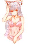  1girl blush camisole female fujiwara_no_mokou lingerie long_hair silver_hair solo touhou underwear 