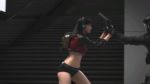  3d ass breasts cleavage fight gif gun hot_pants shooting short_shorts stairs subway sudden_attack_2 tank_top video_game 