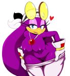  &lt;3 1girl 1girl anthro avian bandanna big_breasts bird blue_eyes breasts clothing eyewear furry gloves goggles half-closed_eyes high_res leaning leaning_forward pants_pull pendant sega simple_background sonic_riders sssonic2 wave_the_swallow white_background wide_hips 