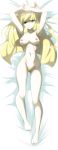  aether_foundation alluring bed bed_sheet big_breasts colored_pubic_hair edit female_pubic_hair looking_at_viewer lusamine lying milf nipples nude on_back pokemon pokemon_sm porkyman pubic_hair pussy 
