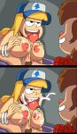 bottomless cum cum_in_mouth cum_on_breasts dipper_pines ejaculation facial fellatio gravity_falls hat licking licking_penis manic47 one_eye_closed oral pacifica_northwest paizuri pubic_hair smile