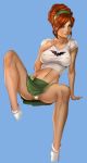  artist_request female_only green_skirt panties red_hair socks source_request upskirt white_panties 