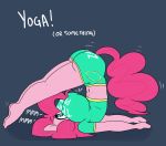  1girl 2015 anthro anthrofied ass big_ass big_breasts breast_rest breasts digital_media_(artwork) earth_pony equine friendship_is_magic furry horse huge_breasts hugtastic_pinkie_pie mammal my_little_pony navel pinkie_pie_(mlp) pony somescrub yoga 