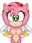  1girl amy_rose animal_ears animated bouncing_breasts bracelet breasts chibi cute eyelashes furry gif gloves green_eyes hairband looking_at_viewer navel nipples nude pink_hair pixel_art pussy short_hair smile sonic_(series) sonictopfan 